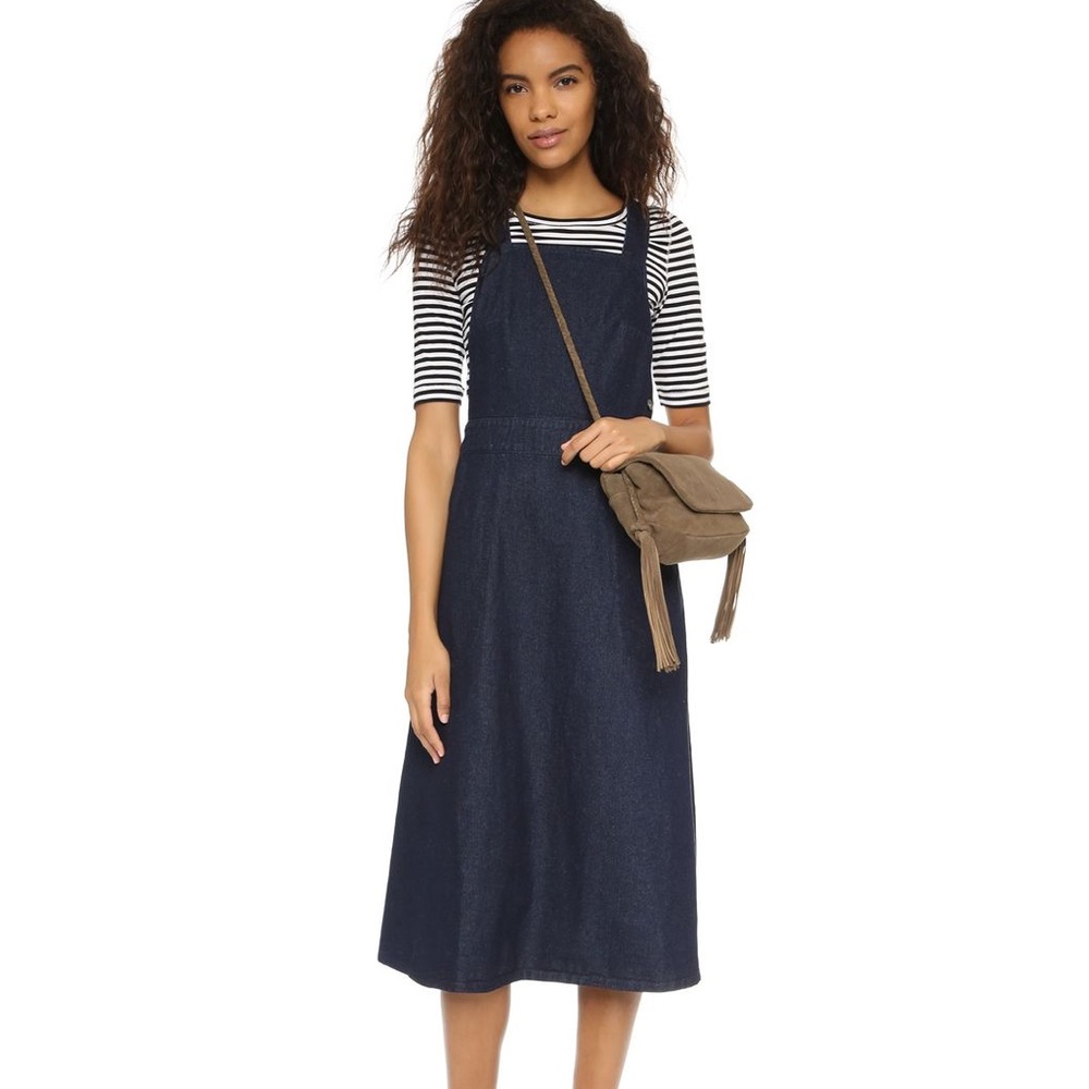 Free People Indigo Denim Apron pinafore dress